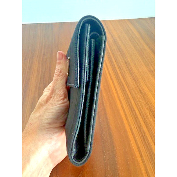 Authentic Vintage Prada Nylon & Leather Medium Trifold Black Wallet - Picture 5 of 16